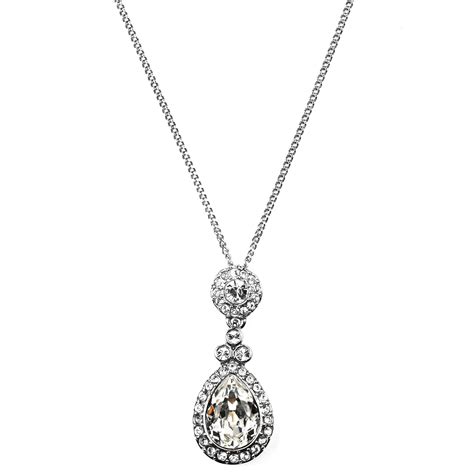 givenchy necklace silver tone small swarovski element pendant necklace